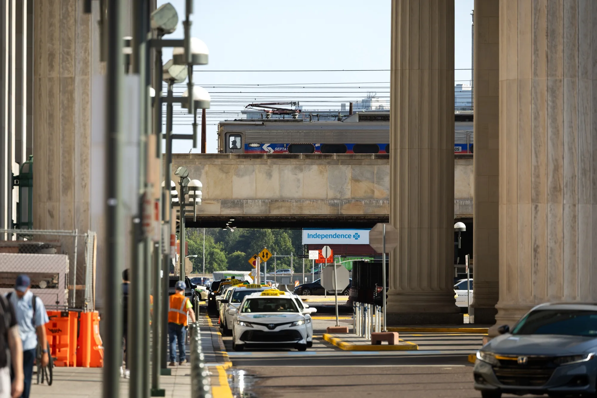 A SEPTA regional rail train arrives at 30th Street Station in Philadelphia.