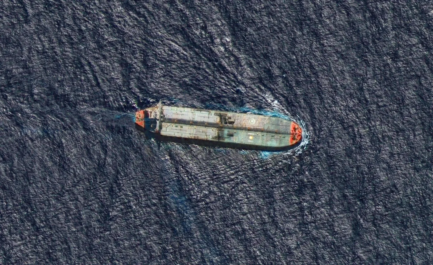 The crude oil tanker Skipper, recently seized by the US&nbsp;off the coast of Venezuela, traveling in the southern Caribbean Sea on Dec. 12.&nbsp;