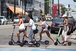The scene in Santa Monica, where scooter-mania began.