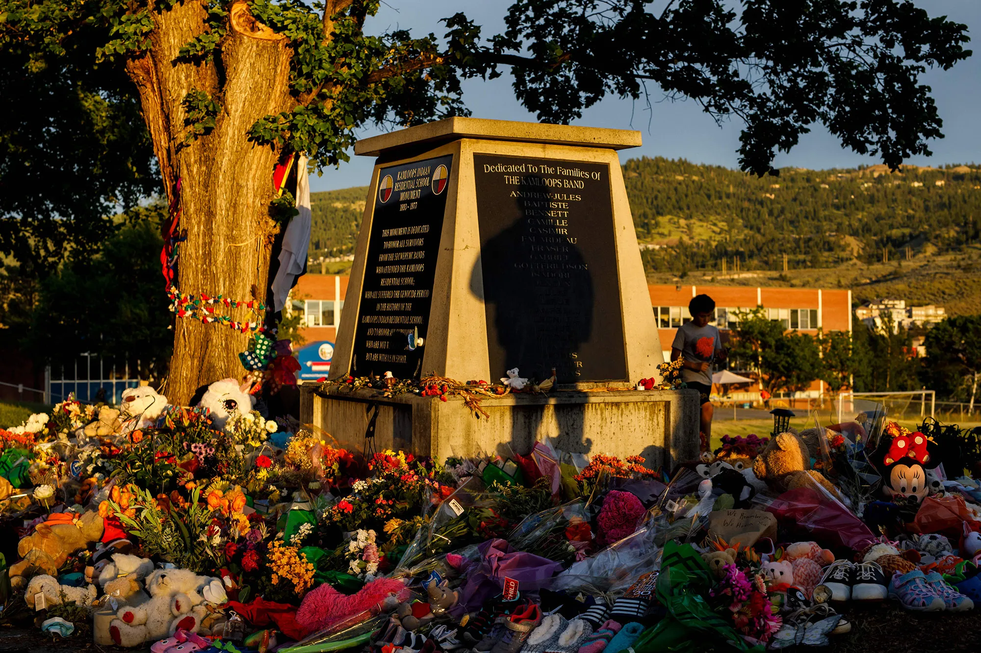 A makeshift memorial at the former Kamloops Indigenous residential school&nbsp;in Kamloops, British Columbia, Canada, on June 4.