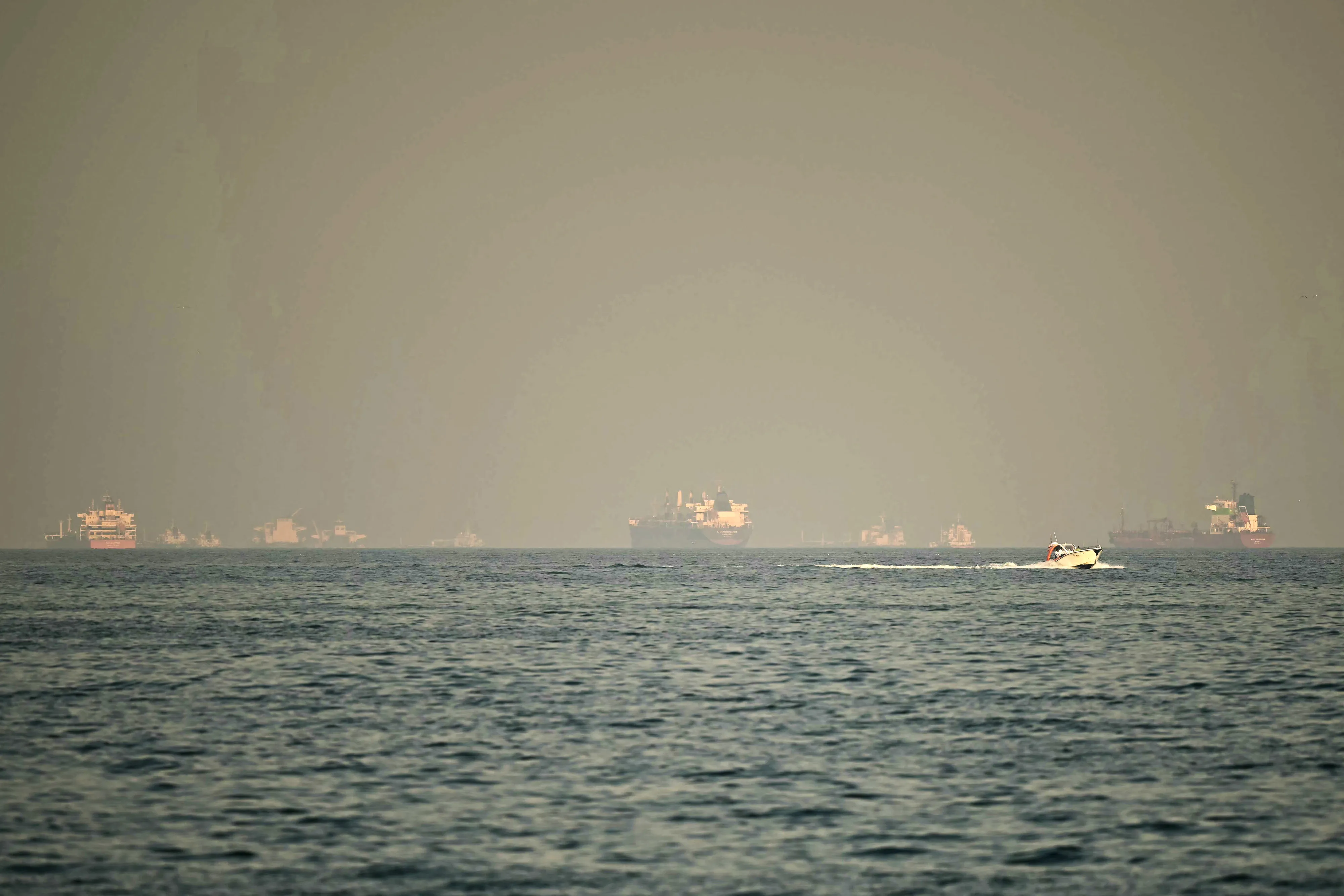 Vessels off the coast of Fujairah outside&nbsp;the Strait of Hormuz on Feb. 25.