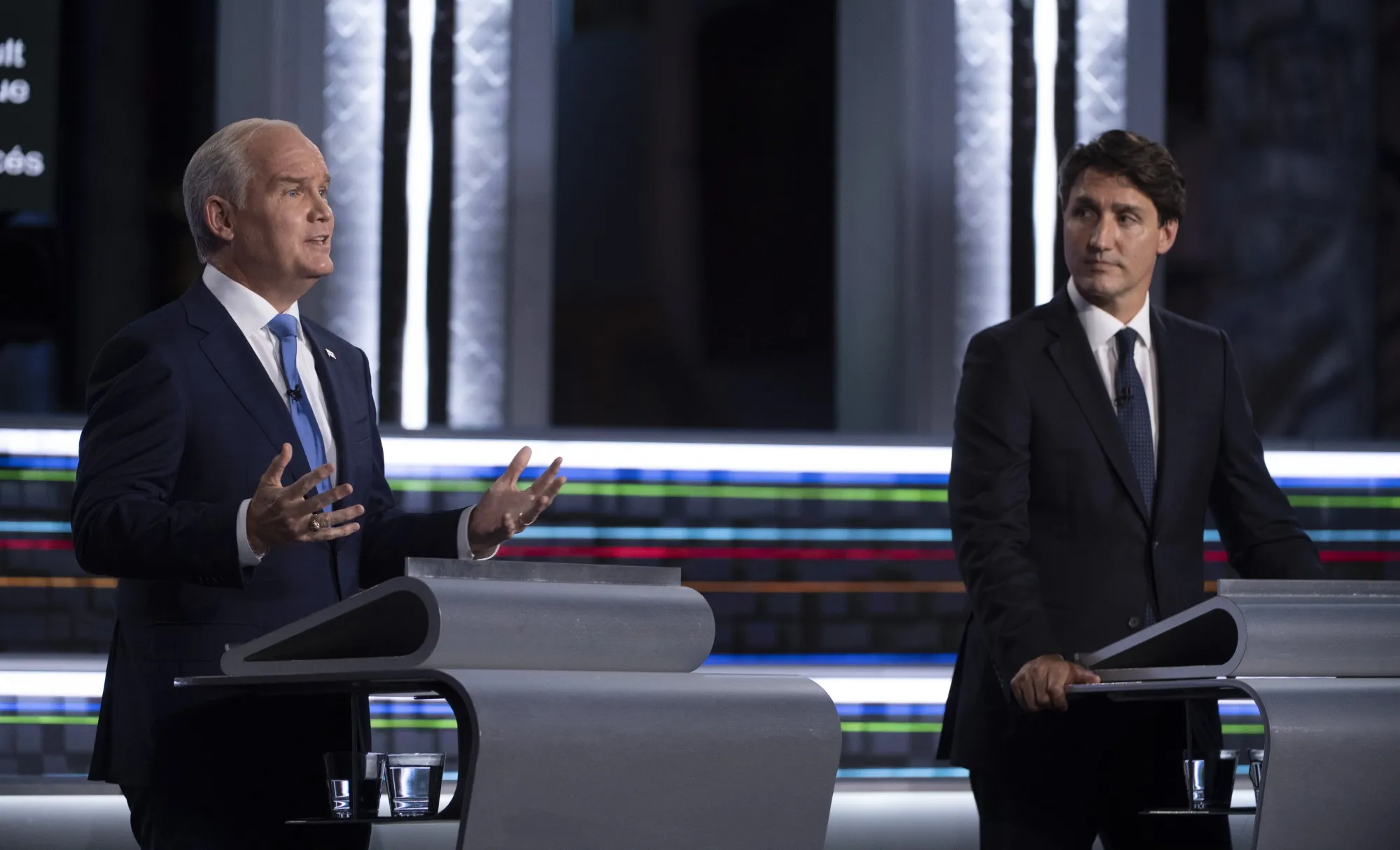 Erin O’Toole and Justin Trudeau.