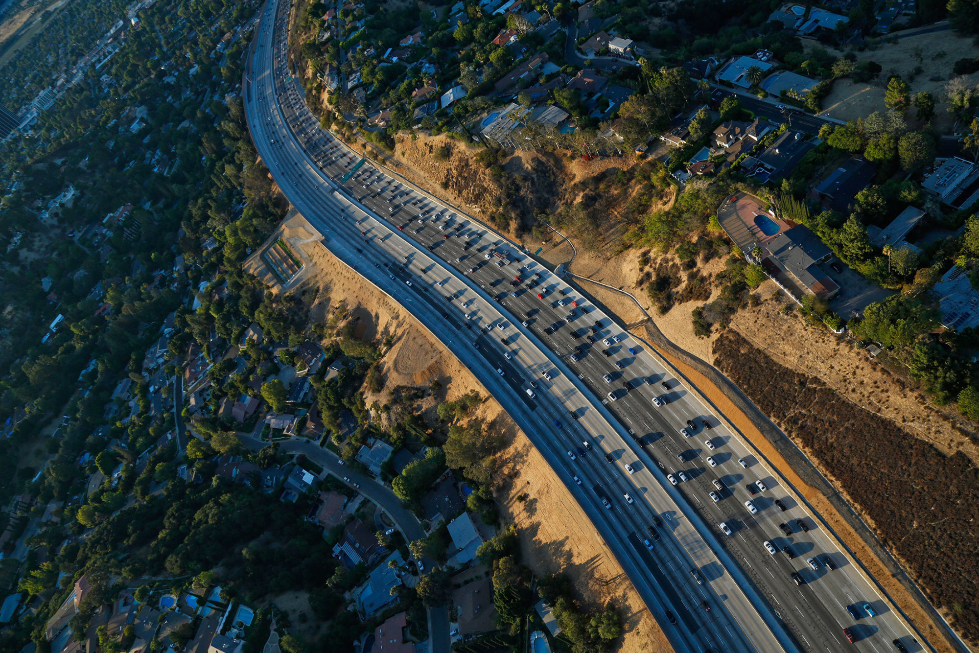 Rush hour traffic on the 405 Freeway in Los Angeles.
