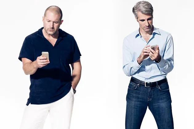 From left: Jony Ive, head of design and Craig Federighi, software chief