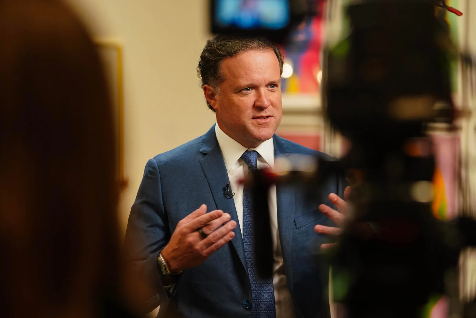 Charles Stewart, chief executive officer of Sotheby's, during a Bloomberg Television interview in New York.