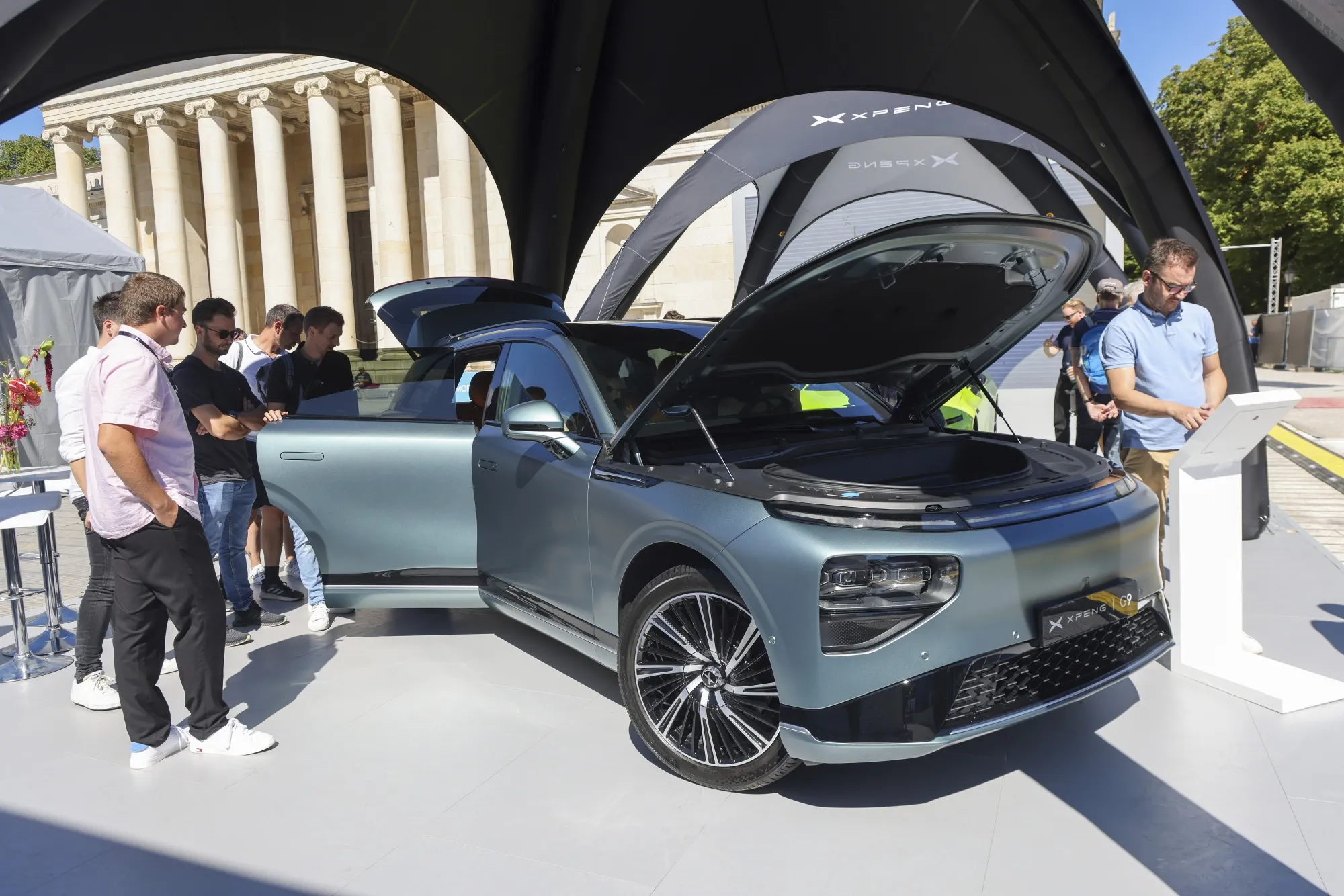 An Xpeng G9 EV on display&nbsp;in Munich.