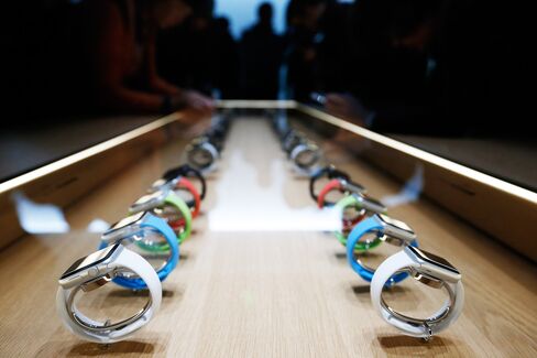 Various Apple Watches in the new display table.