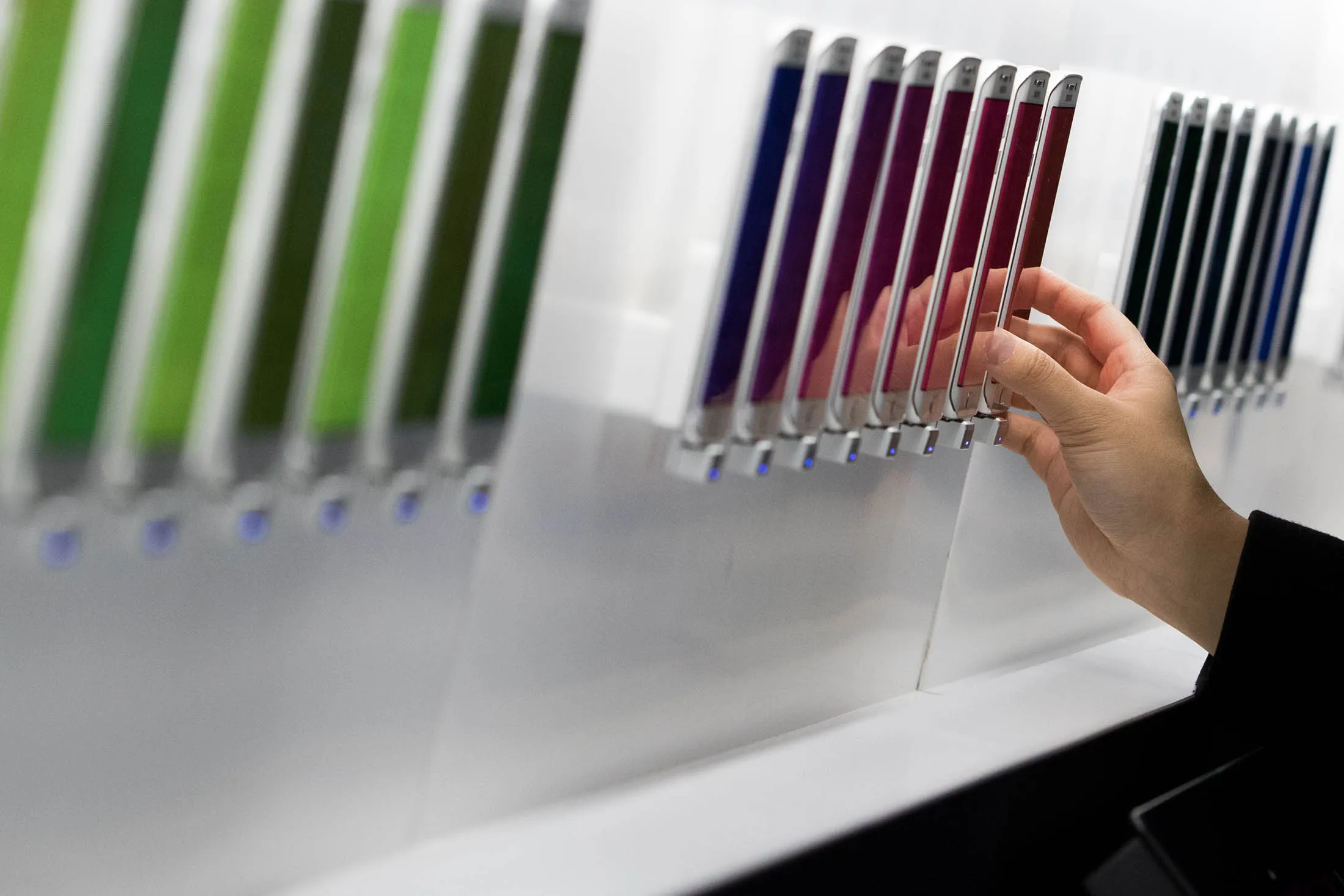 Product displays inside a Samsung Electronics Co. store
