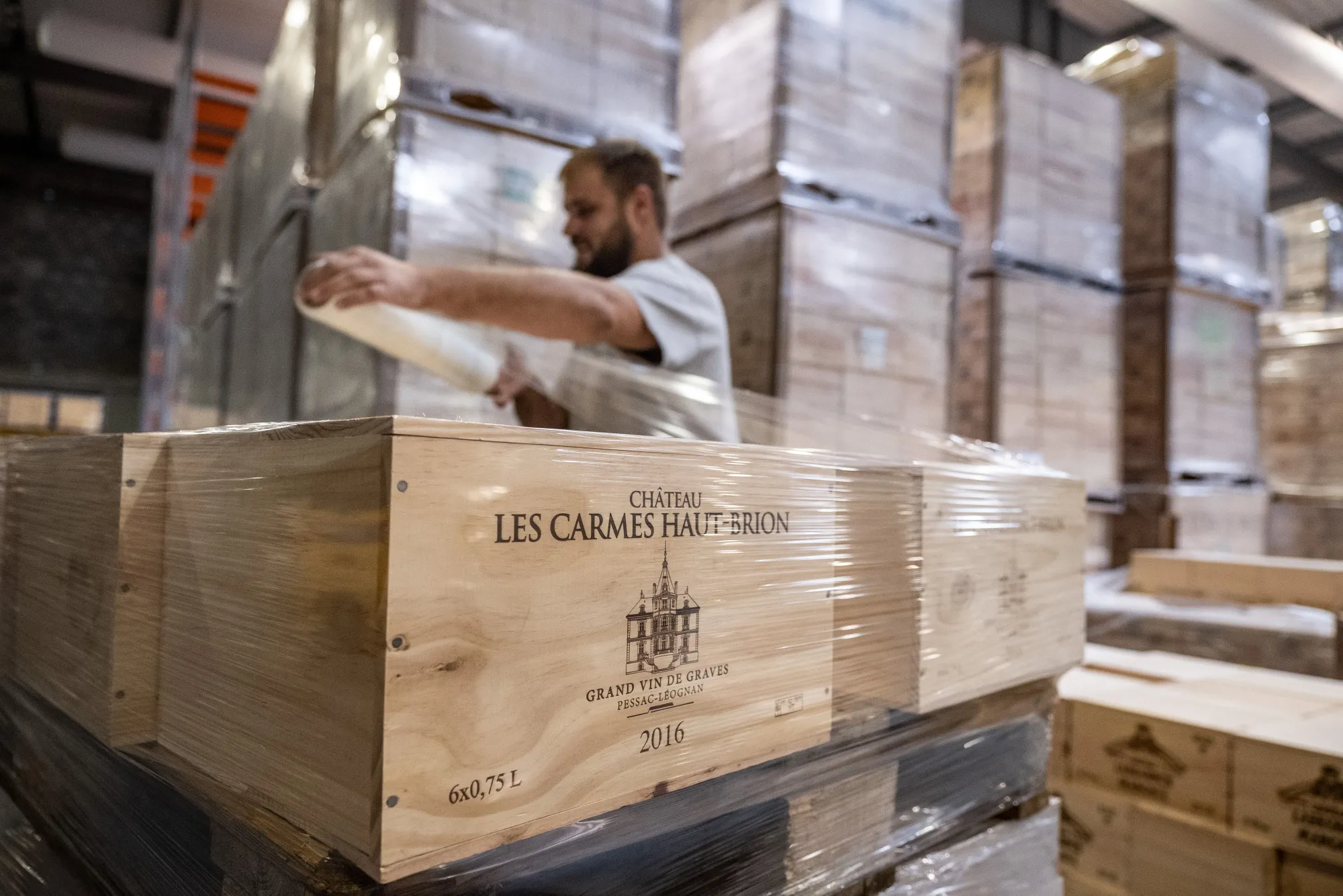 A wine storage and transit logistics warehouse in Blanquefort, France.