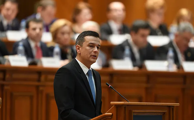 Romania's Prime Minister Sorin Grindeanu in the Romanian Parliament in Bucharest.
