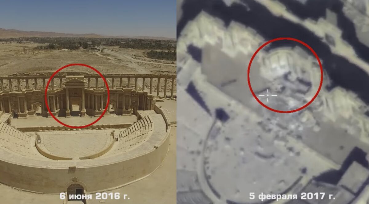 Иг опубликовало видео из крокус. Арматура в памятниках разрушенных в Пальмире. Пальмира арматура в статуях.