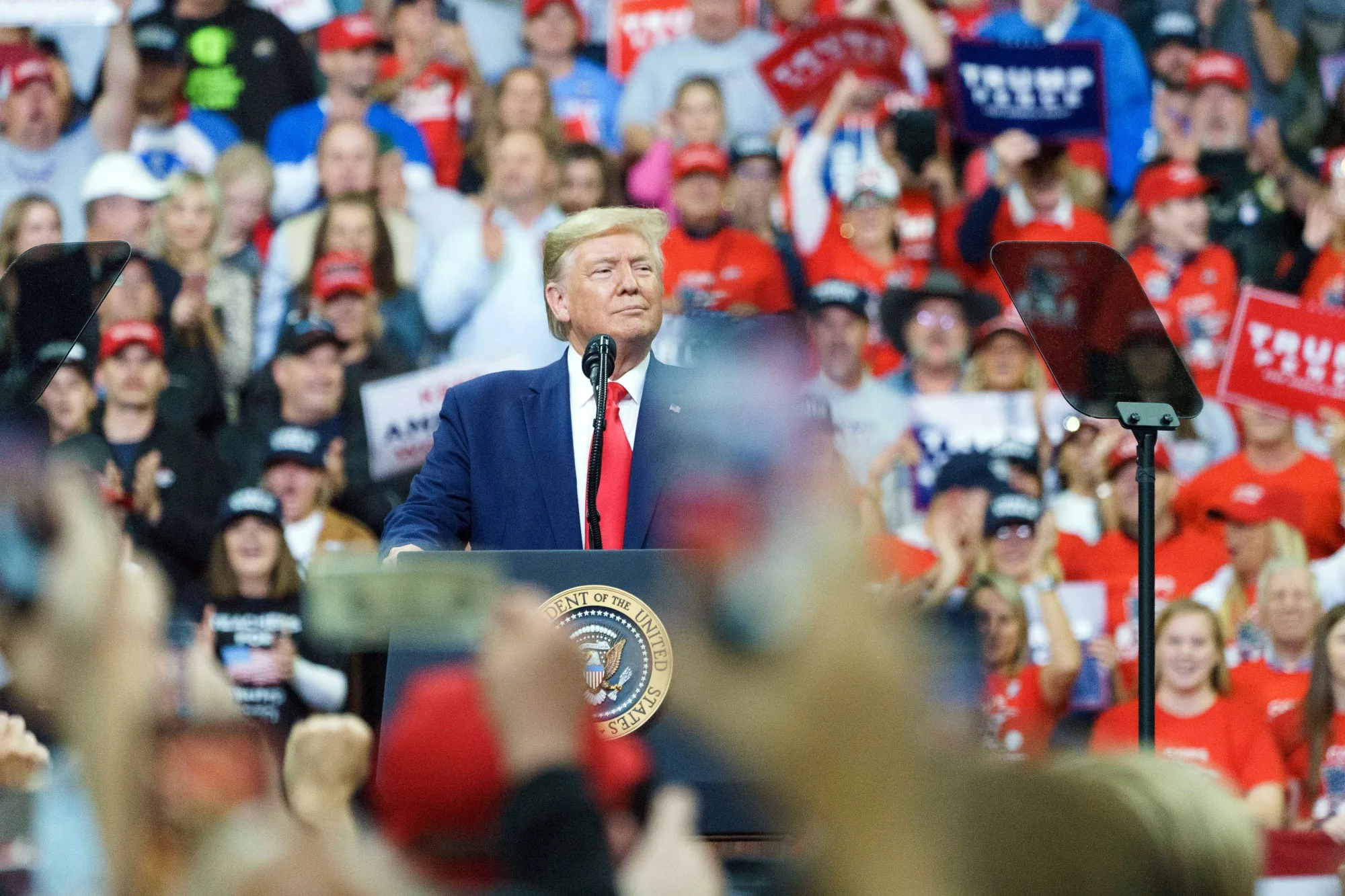 Donald Trump during a rally in Minneapolis&nbsp;on Oct. 10, 2019.&nbsp;