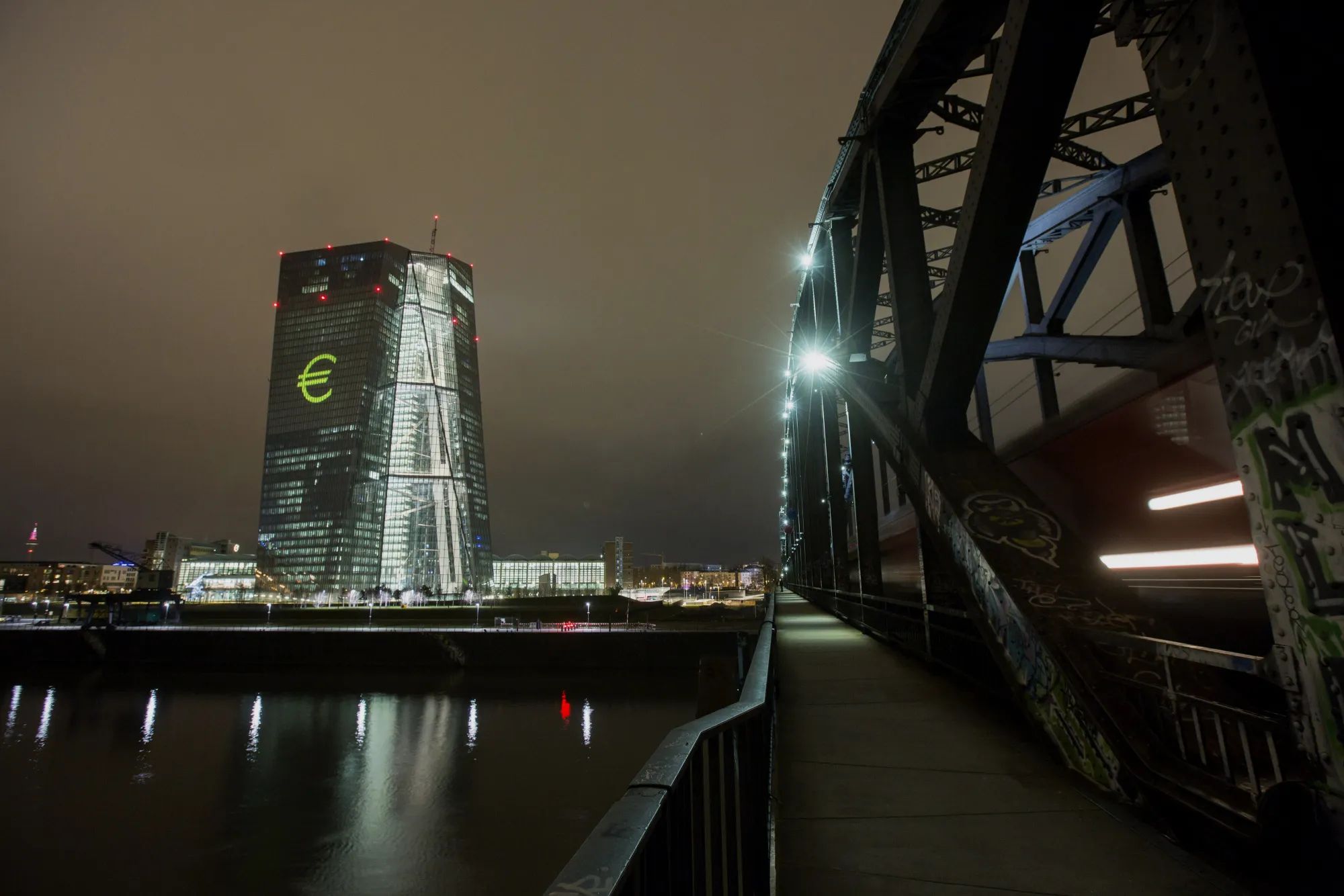 The European Central Bank's Headquarters Illuminated During Luminale Light Festival