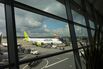 An Air Baltic passenger jet at Riga International Airport.