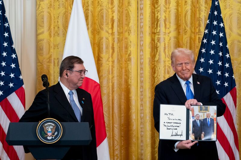 US President Donald Trump, during a news conference with Shigeru Ishiba, Japan's prime minister, at the White House on Feb. 7, 2025.  