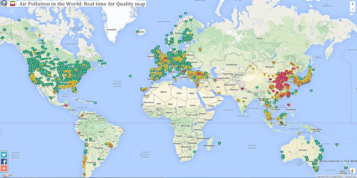 Real Time Pollution Map Mapping The World's Air Pollution In Real Time - Bloomberg