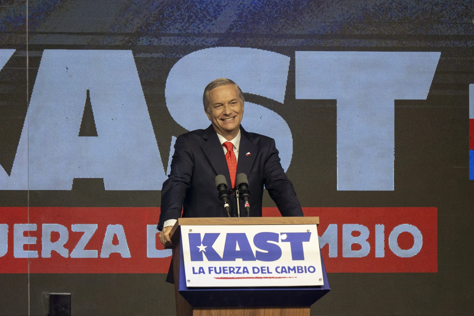 José Antonio Kast, presidential candidate, during an election night rally in Santiago, Chile, on Sunday, Nov. 16, 2025. 