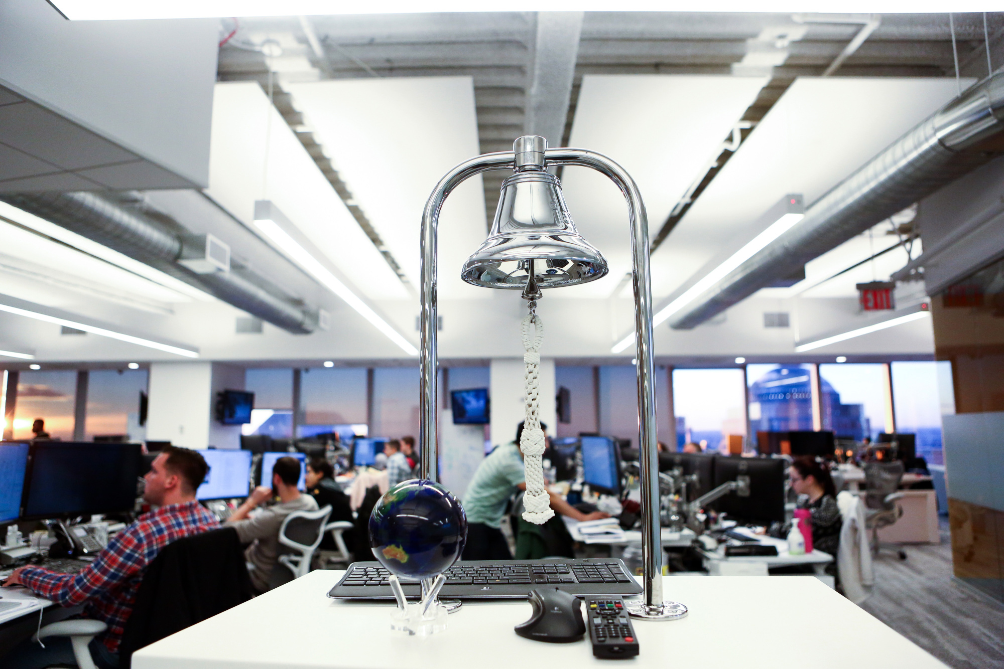 Employees work at the IEX Group Inc. office in New York.
