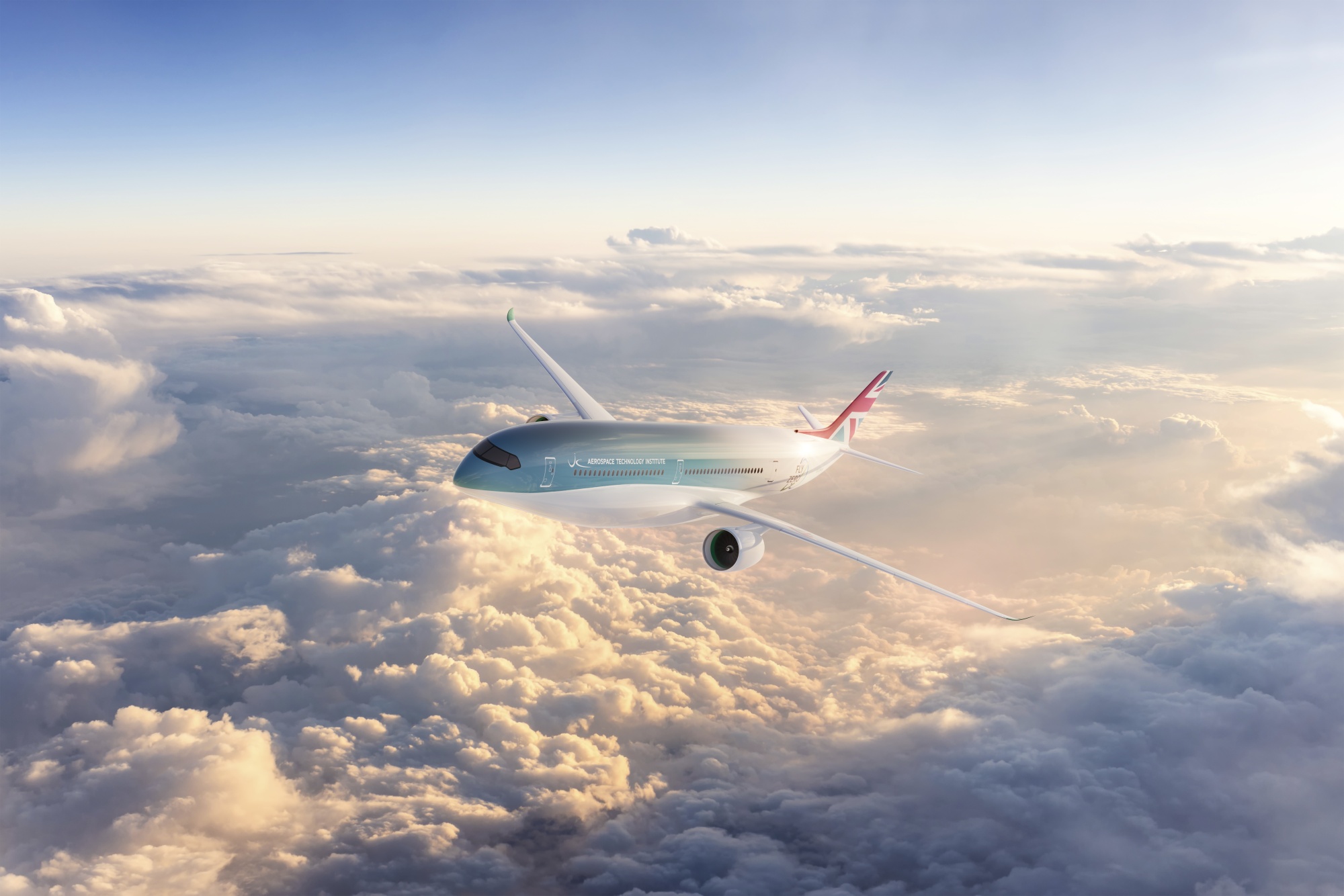 A rendering of the liquid hydrogen powered FlyZero passenger jet concept