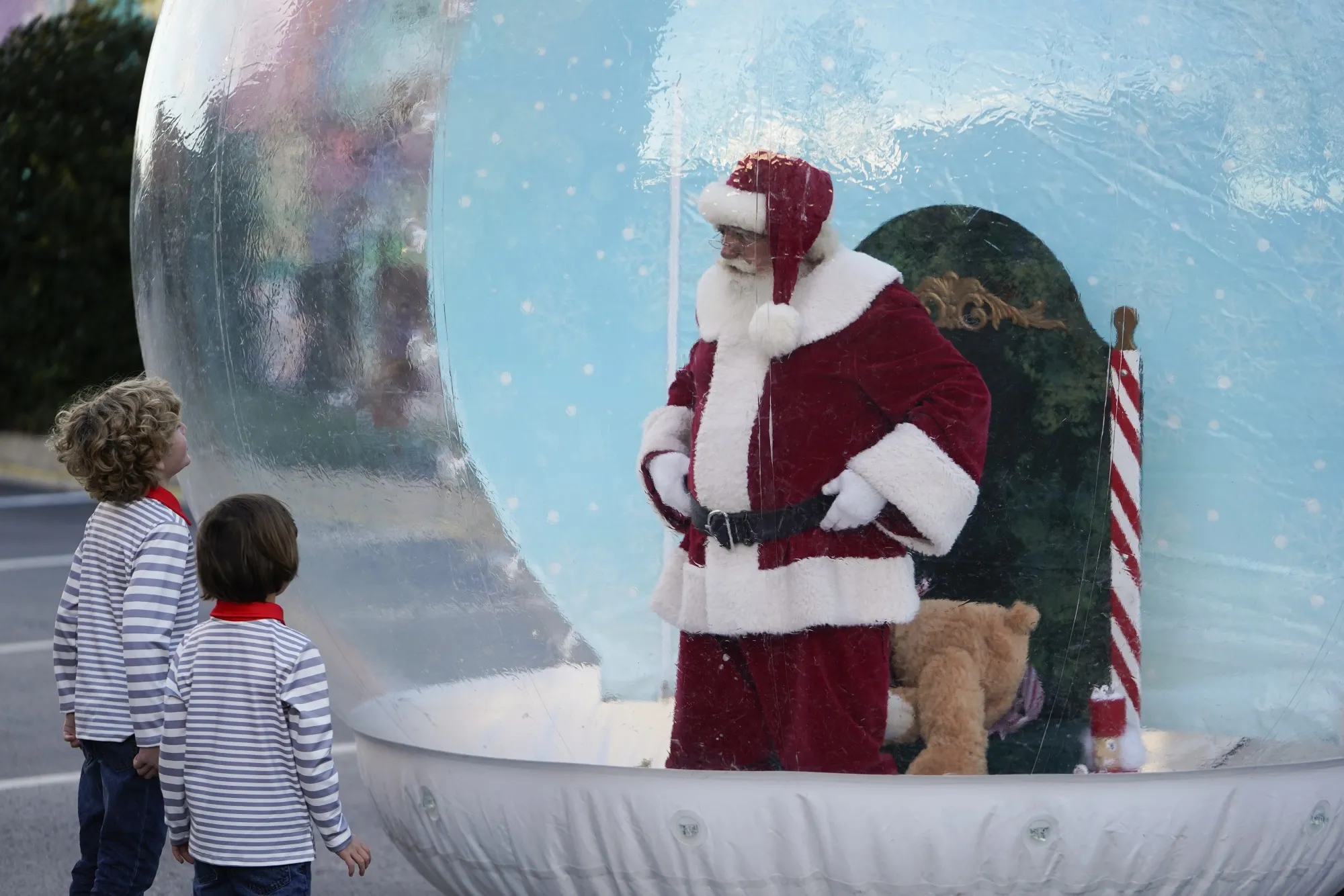 Bubble Santa Appears At Lights On Broadway Event