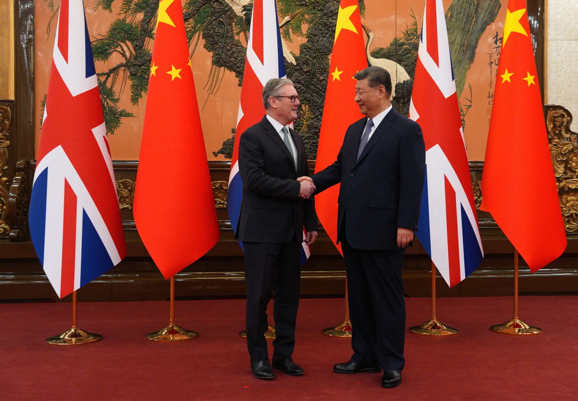 Keir Starmer with Xi Jinping in Beijing, on Jan. 29.