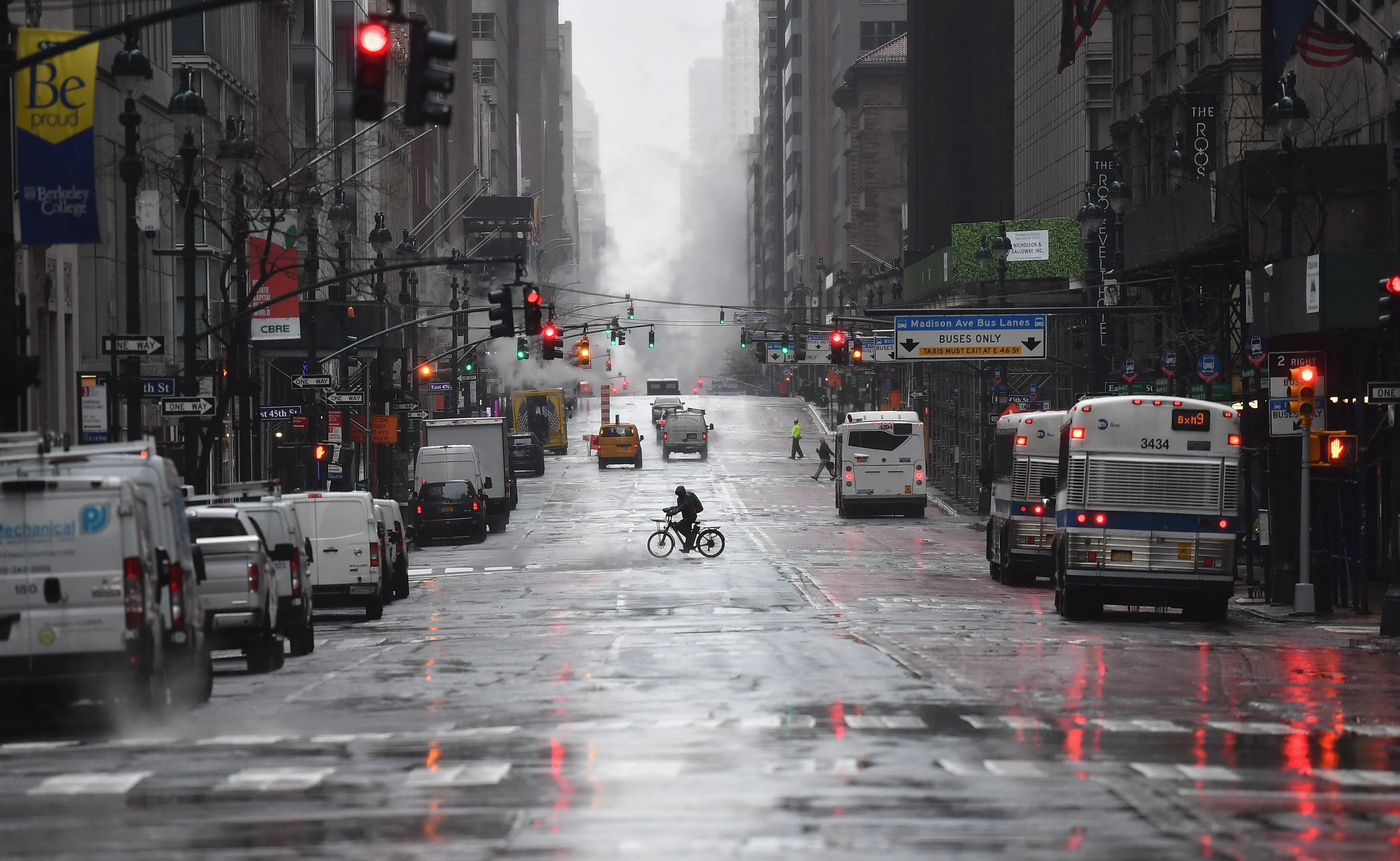 A usually busy 5th Avenue is seen nearly empty on March 23, 2020 in New York City.&nbsp;