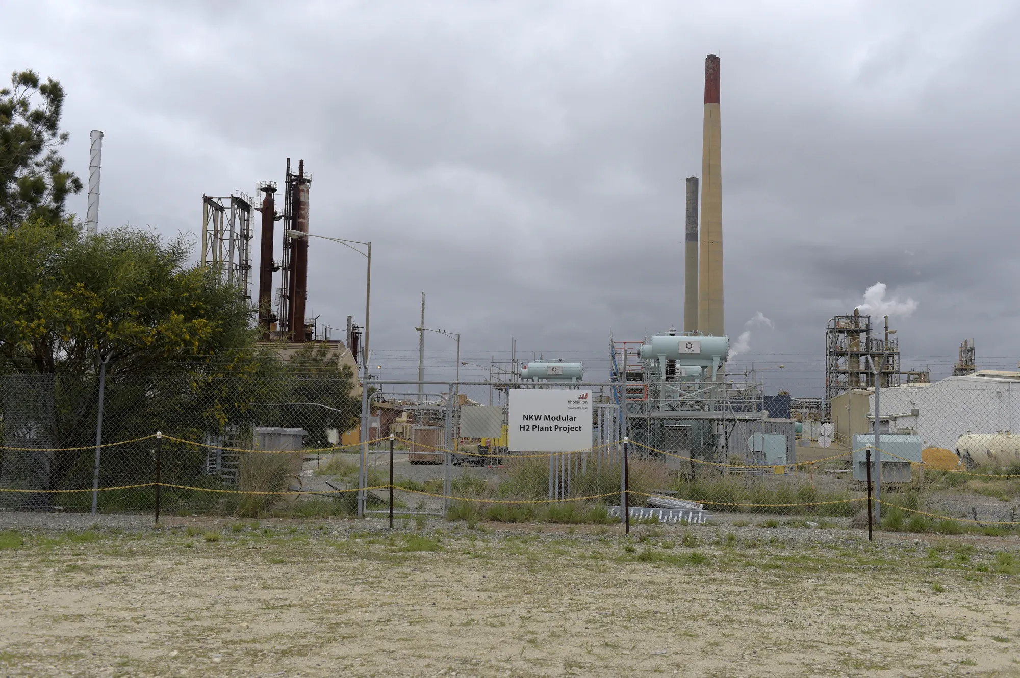 The BHP Billiton Ltd. NKW Hydrogen plant stands in the port area of Kwinana, Western Australia.