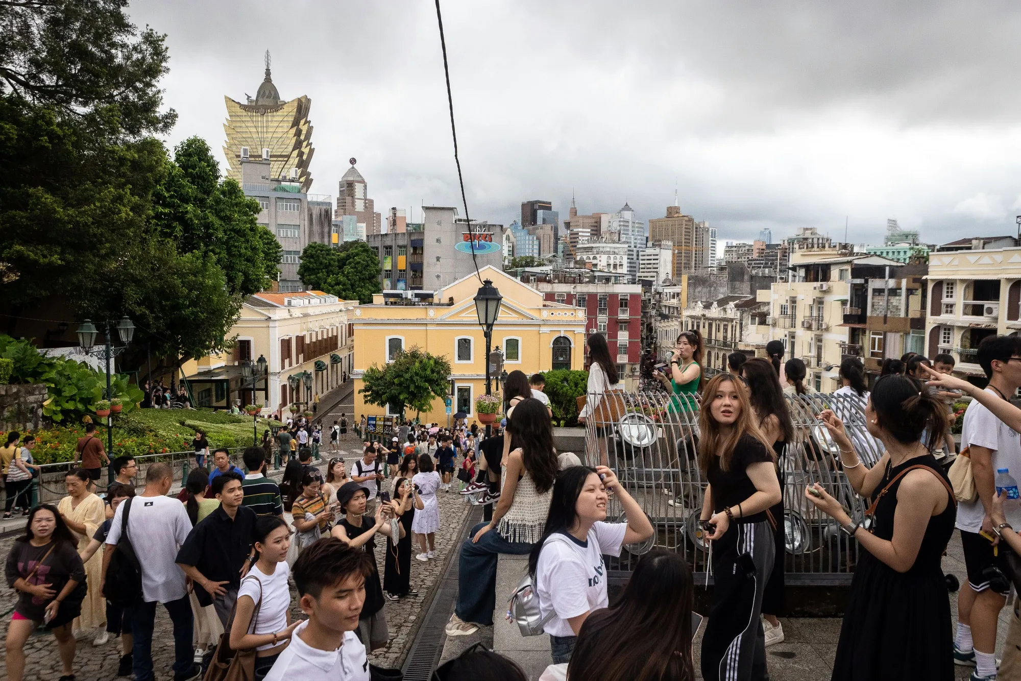Visitors at the Ruins of St. Paul’s in Macau on Aug. 24.