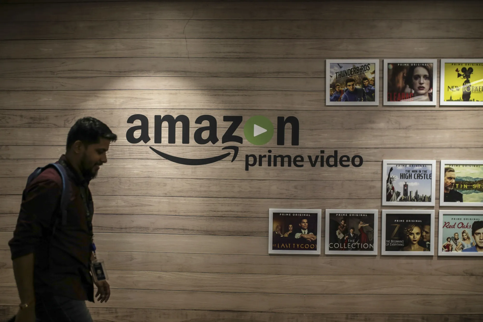 Amazon.com Inc.'s Prime Video streaming content displayed at the company's office campus in Hyderabad, India.
