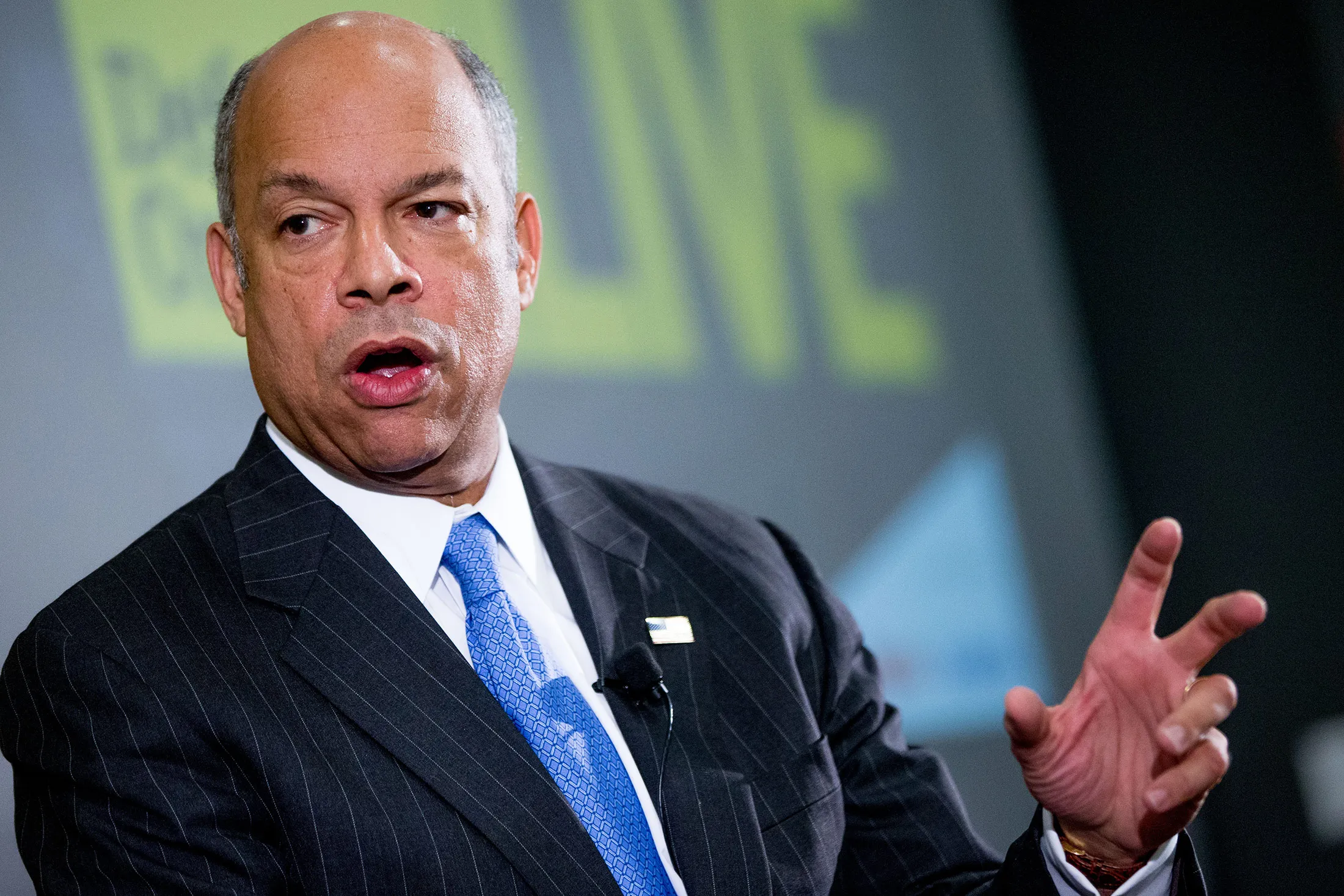 Secretary of Homeland Security Jeh Johnson speaks at a Defense One 'leadership briefing' in Washington, Monday, Dec. 7, 2015, on the agency's efforts to tackle growing terrorism threats in the U.S. and abroad.
