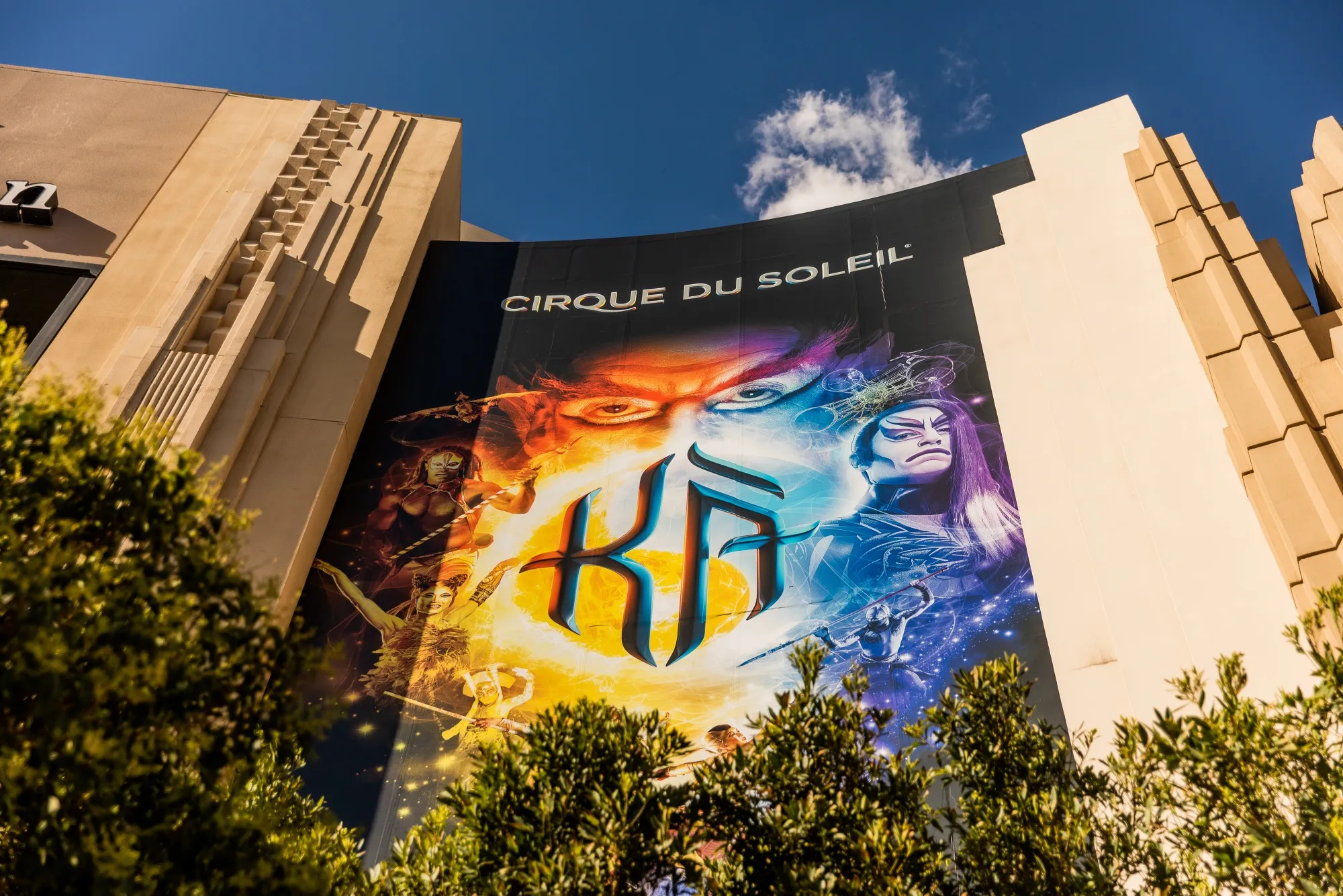 A sign for the Cirque Du Soleil Inc. KA show is displayed outside the MGM Grand Hotel and Casino in Las Vegas, Nevada, U.S.&nbsp;