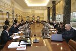 President Michel Aoun heads the first Cabinet meeting, at the Presidential Palace in Baabda, east of Beirut, Lebanon, on Dec. 21, 2016.
