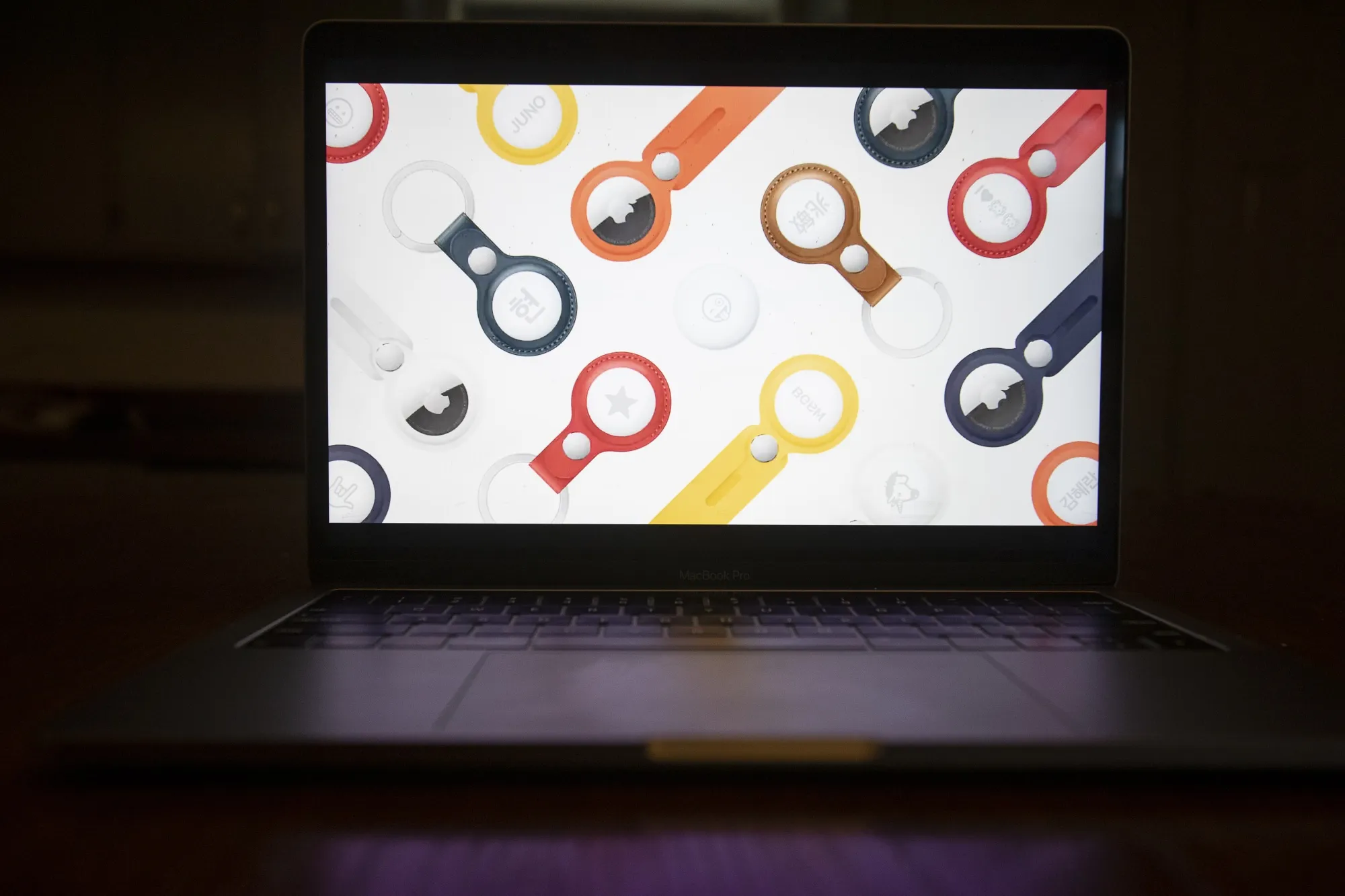 Apple AirTags are&nbsp;displayed during the Spring Loaded virtual product launch April 20.&nbsp;