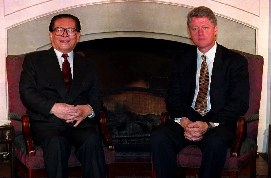 Clinton and Jiang at the 1993 APEC summit near Seattle.