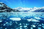 Moutains and Ice Floating on the Sea, Glacier Bay National Park, USA