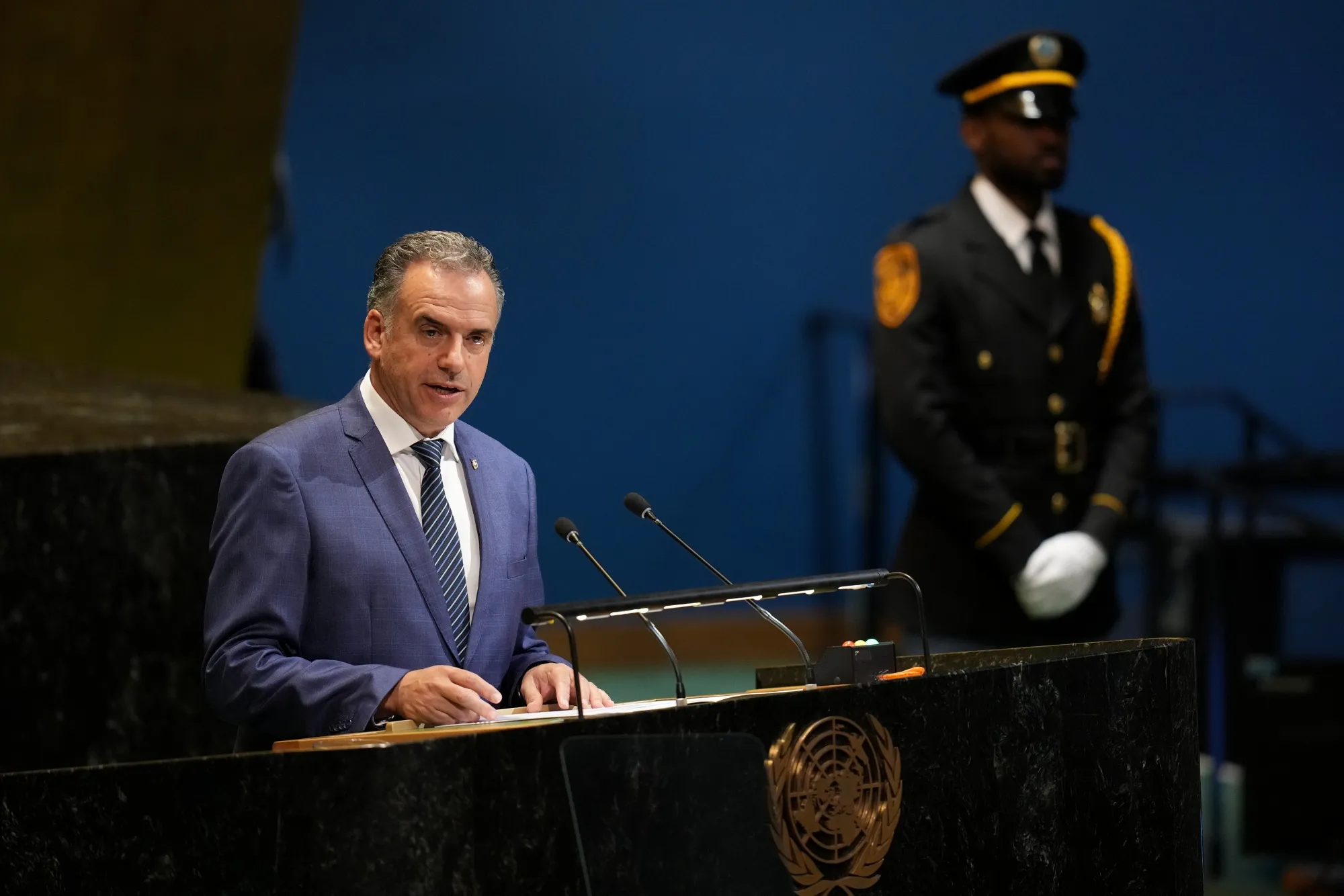 Yamandu Orsi, Uruguay's president, during the UN General Assembly&nbsp;in New York, on Sept. 23, 2025.&nbsp;