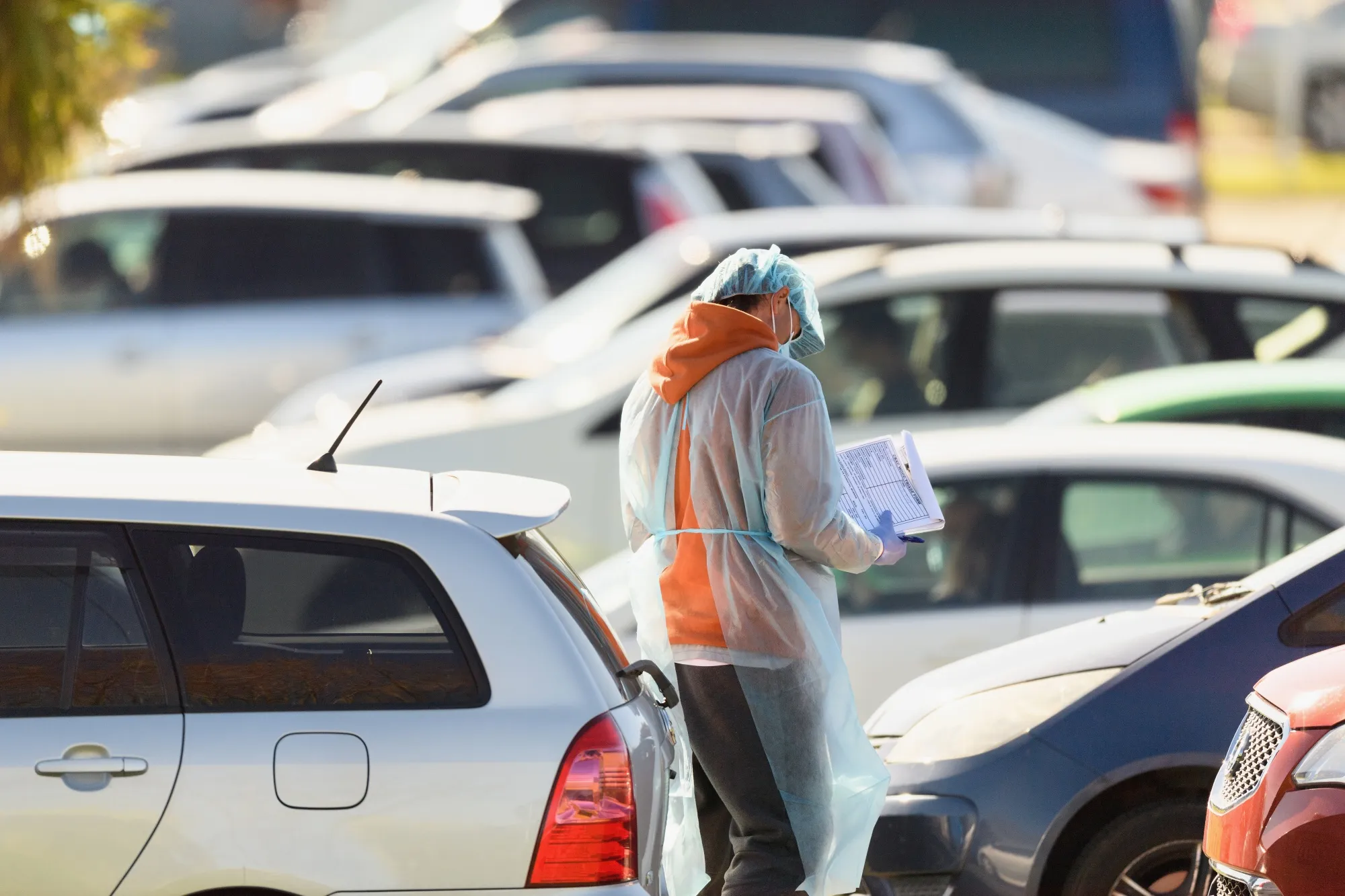 A drive-through Covid-19 testing center&nbsp;in Christchurch on Aug.&nbsp;21.