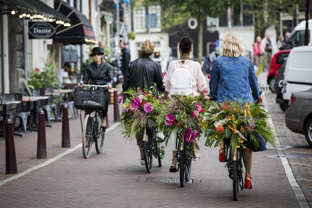 Амстердам велосипед цветы