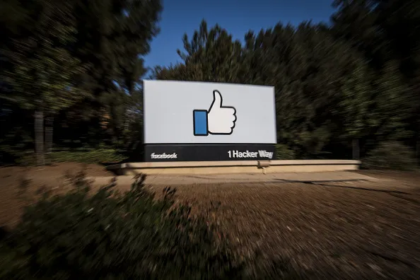 Signage is displayed outside Facebook Inc. headquarters in Menlo Park, California, U.S., on Tuesday, Oct. 30, 2018.&nbsp;