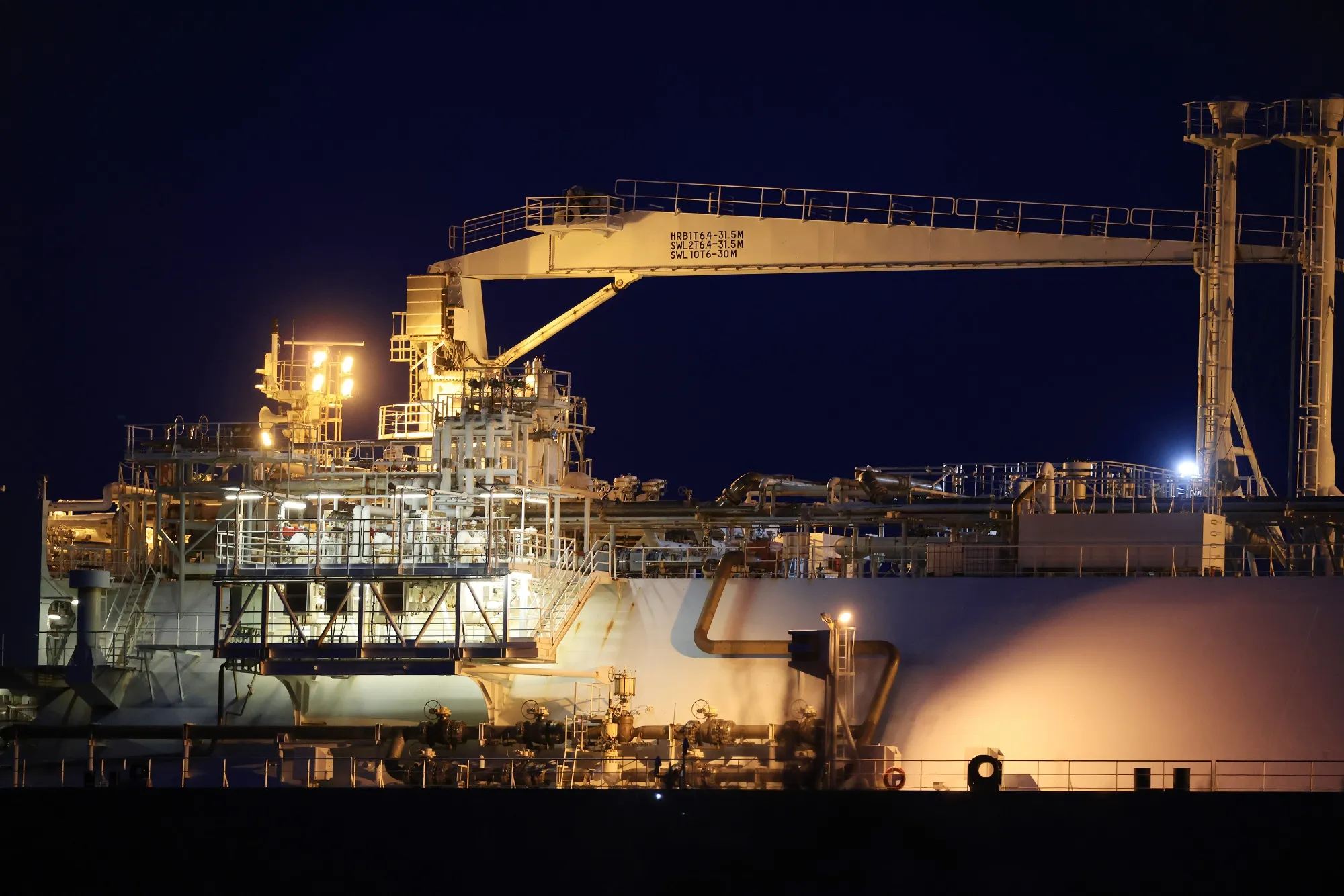 An&nbsp;LNG floating storage regasification unit (FSRU) at the German Baltic Sea LNG Terminal in Lubmin, Germany.