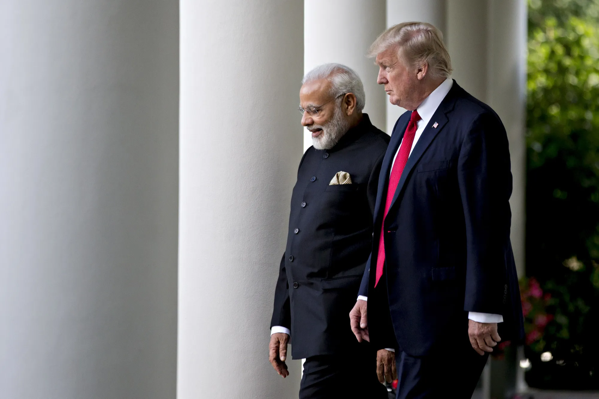 Donald Trump, right, and Narendra Modi at the White House in June 2017.