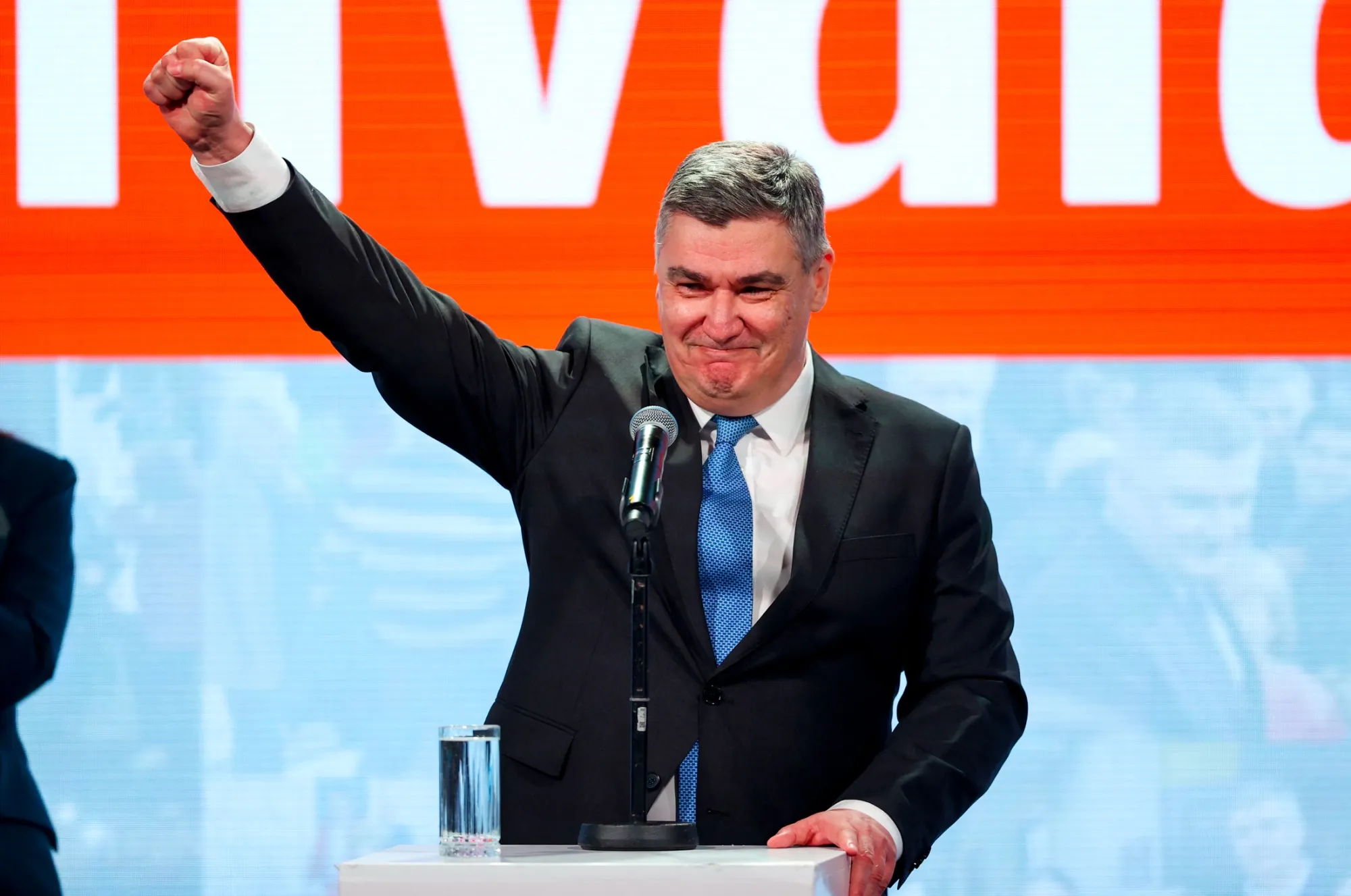 Zoran Milanovic delivers a speech in Zagreb on Jan. 12.