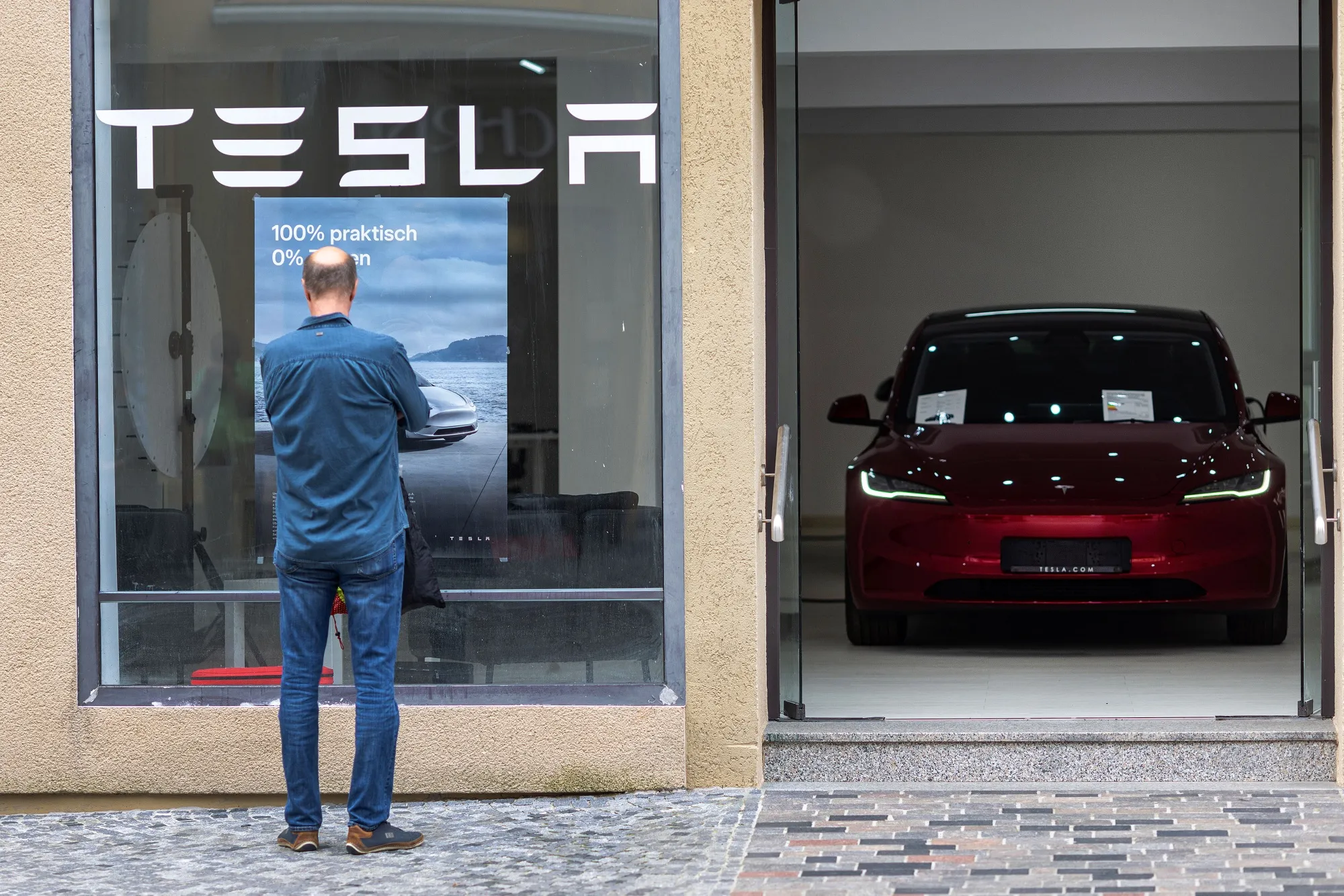 A Tesla Inc. dealership in Rostock.