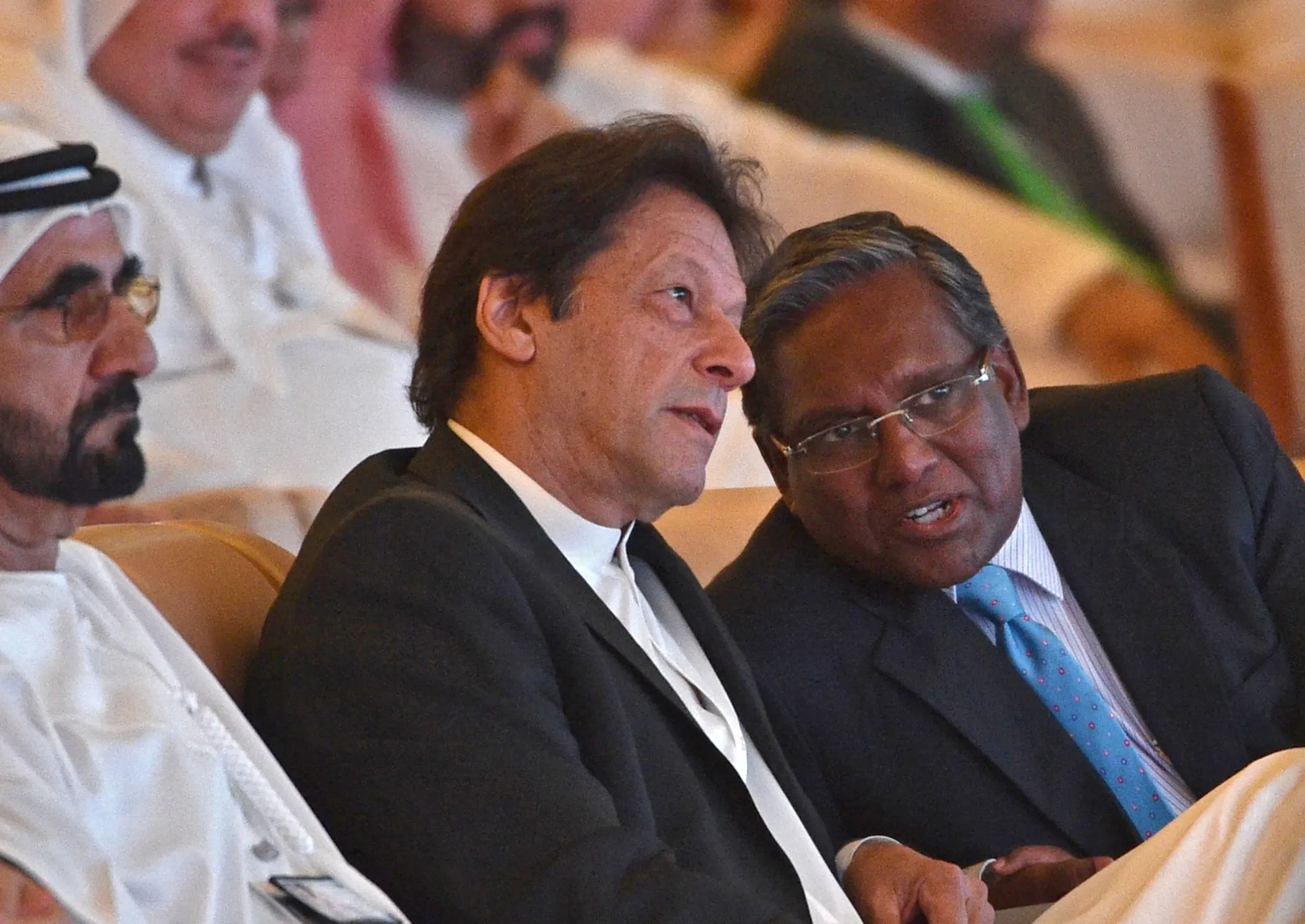 Imran Khan, center, attending the opening ceremony of the Future Investment Initiative&nbsp;conference taking place in Riyadh.
