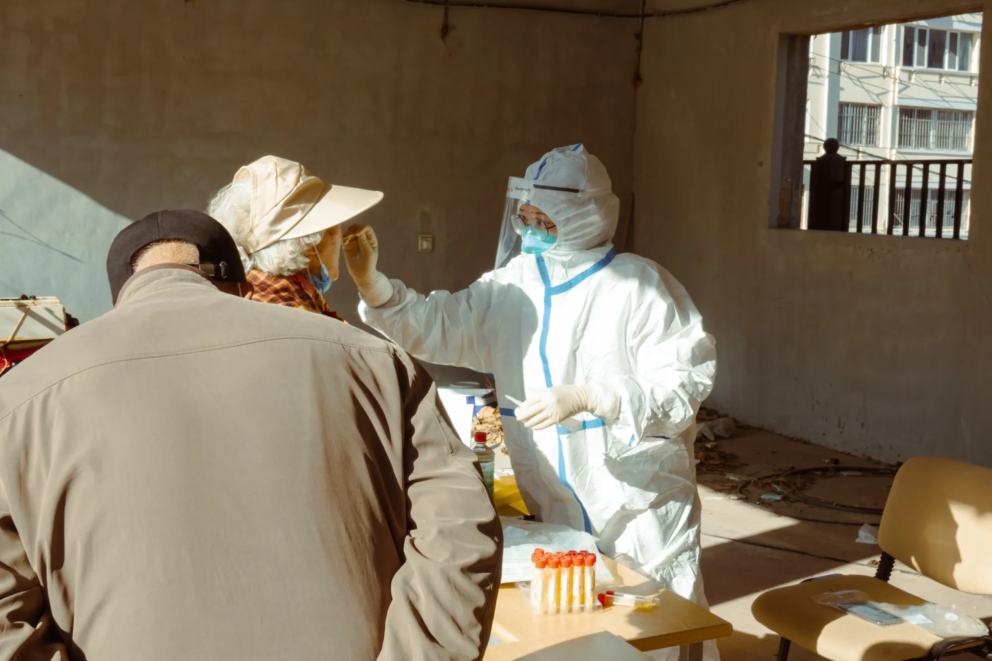Covid-19 testing in Qingdao, on March 5.