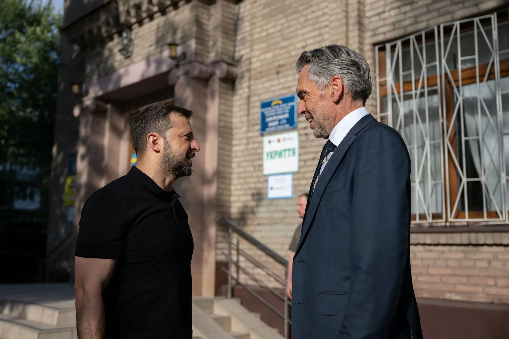 Volodymyr Zelenskiy, left, and Dick Schoof in Zaporizhzhia, on Sept. 2.