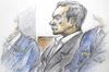 This courtroom sketch illustrated by Masato Yamashita depicts former Nissan chairman Carlos Ghosn attending his hearing at the Tokyo district court.