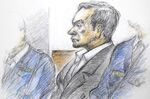 This courtroom sketch illustrated by Masato Yamashita depicts former Nissan chairman Carlos Ghosn attending his hearing at the Tokyo district court.