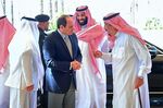 Saudi King Salman and Saudi Crown Prince Mohammed bin Salman receive Abdel Fattah al-Sisi in Saudi Arabia.