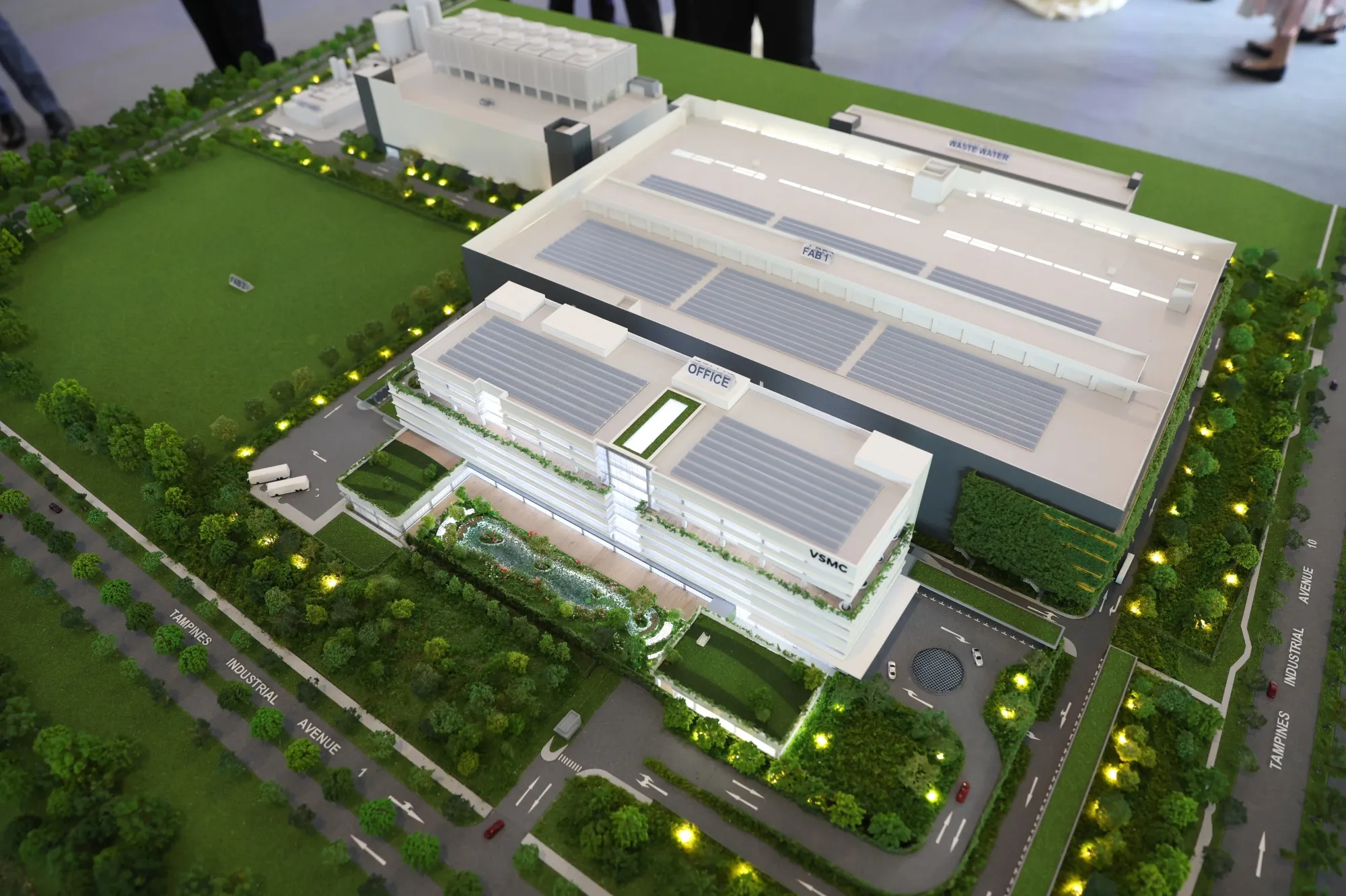 A model of the a 300mm semiconductor wafer manufacturing facility during its groundbreaking ceremony in Singapore on Dec. 4.